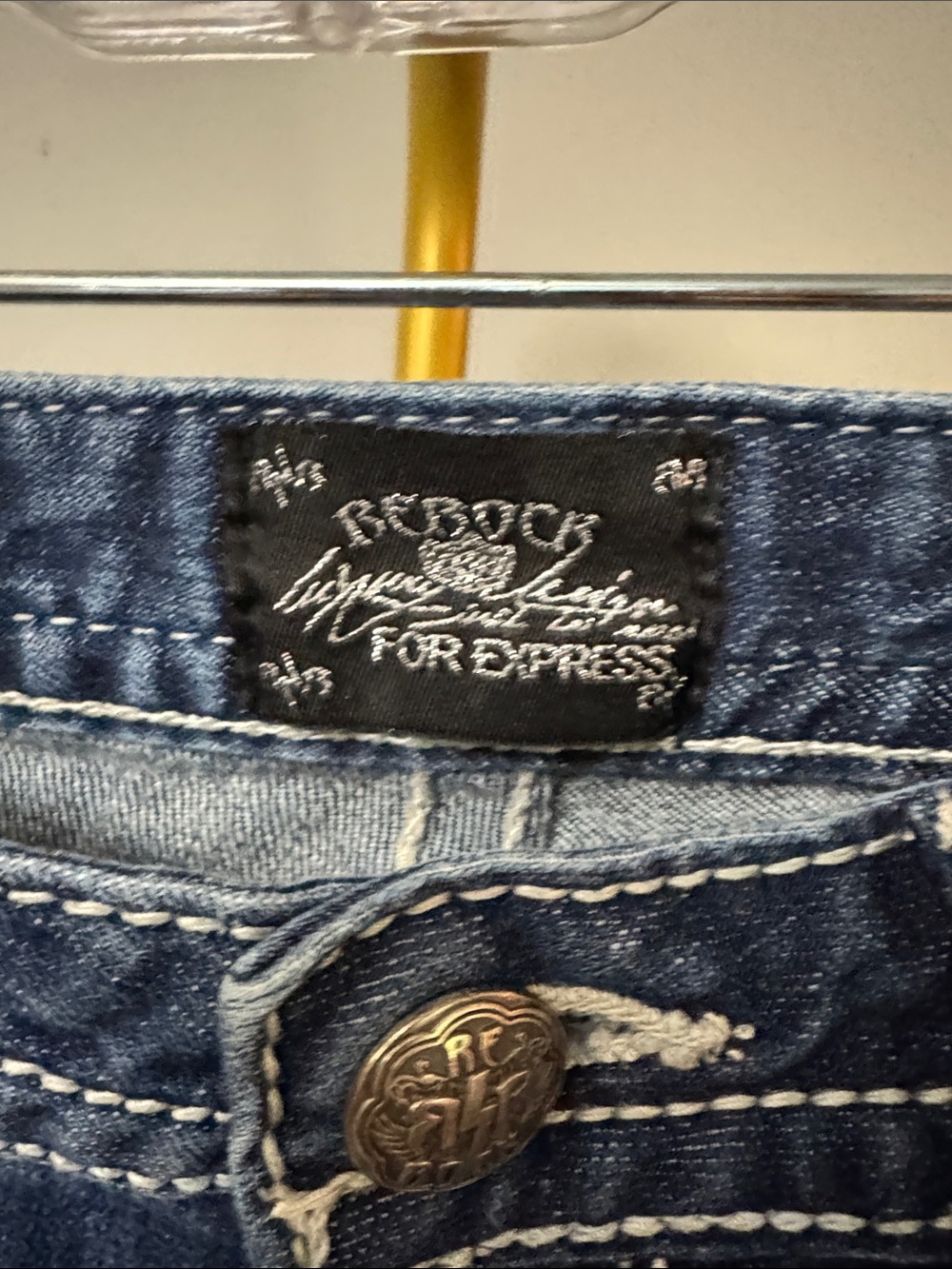 Rerock for express Y2K  low rise bootcut  Jeans with Embroidered Back Pockets 4 - Picture 7 of 14